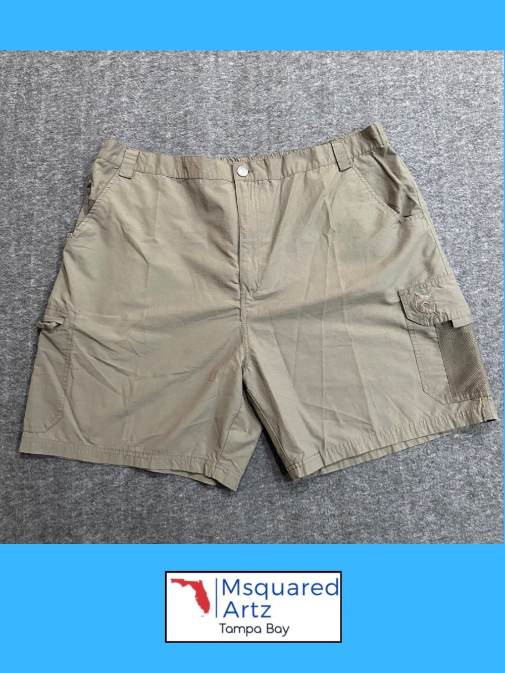 Reel Legends Men's XXL Dark Olive Green Fishing Cargo Shorts Outdoor Utility